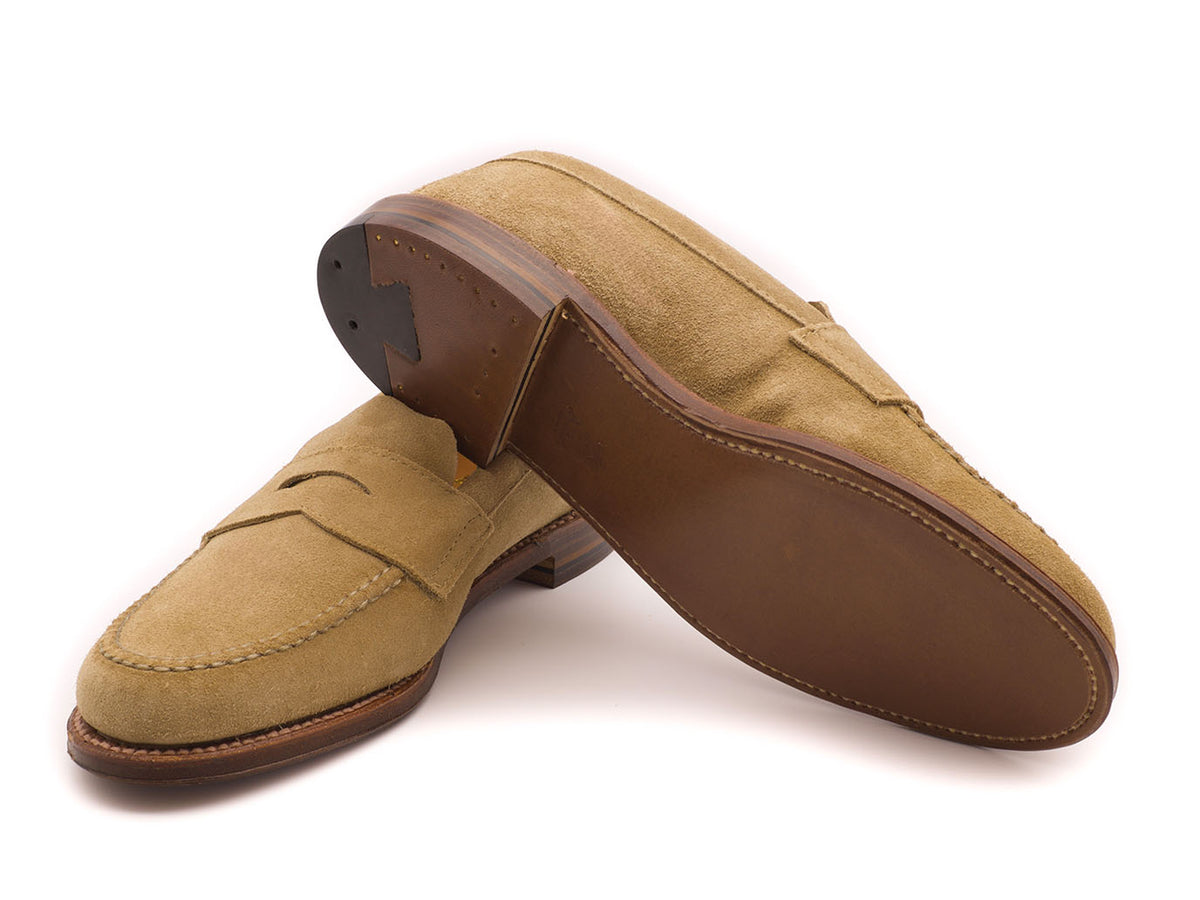 Unlined Handsewn Penny Loafer Tan Suede