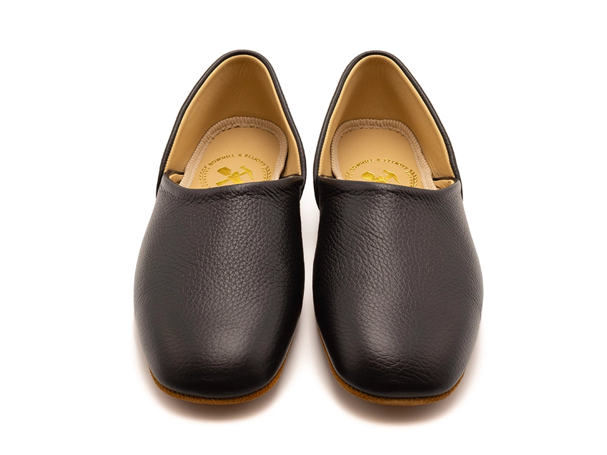 Grecian Slipper Black Deerskin
