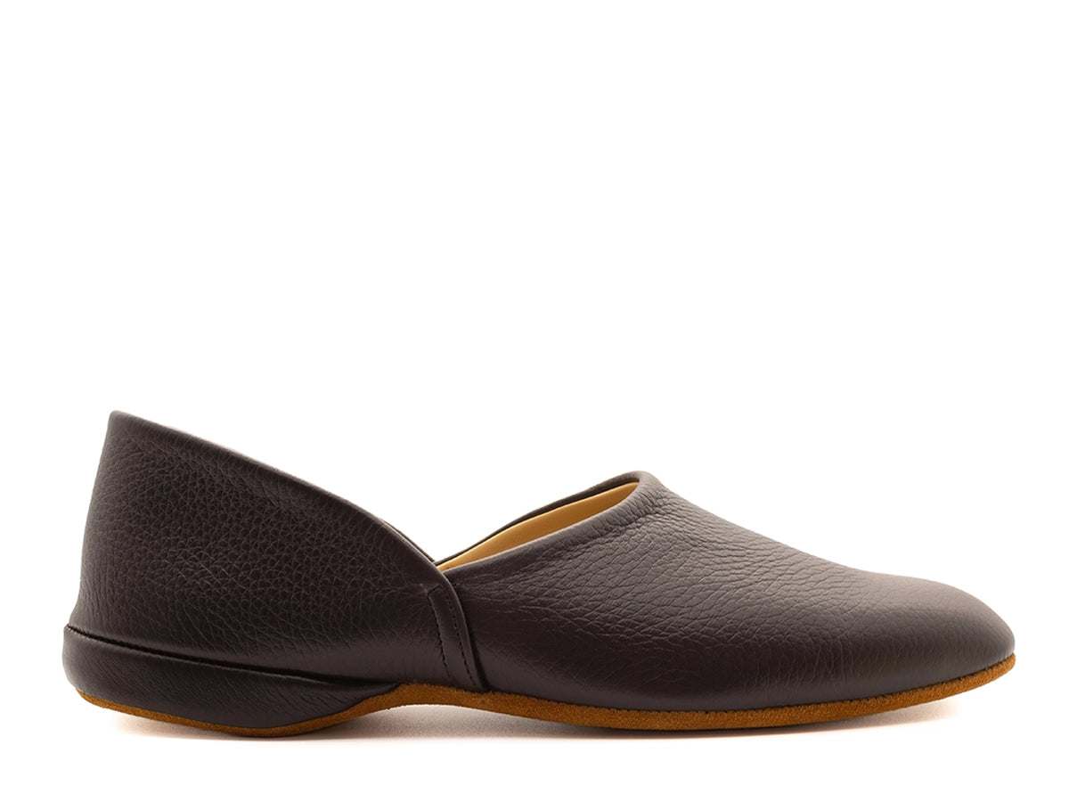 Grecian Slipper Black Deerskin