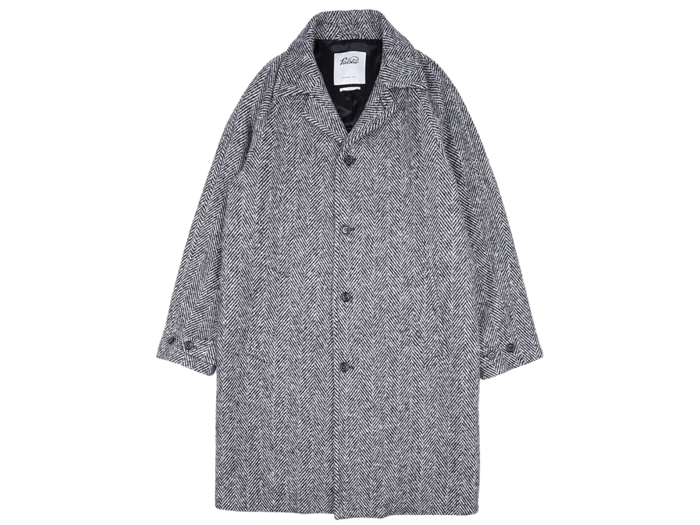 Balmacaan Raglan Overcoat Grey Herringbone Wool – Double Monk