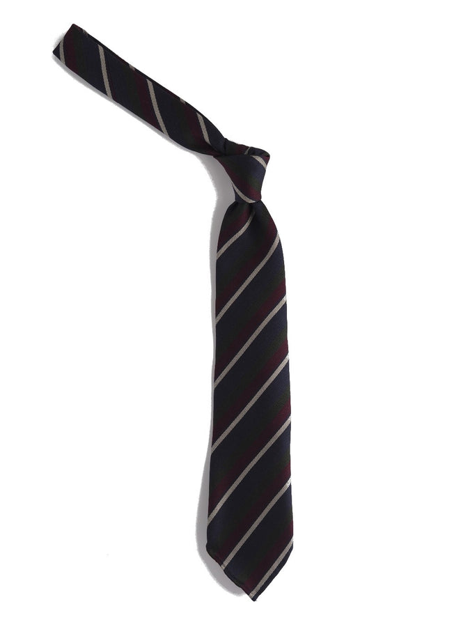 Silk Tie Thin Repp Stripe Navy & Burgundy