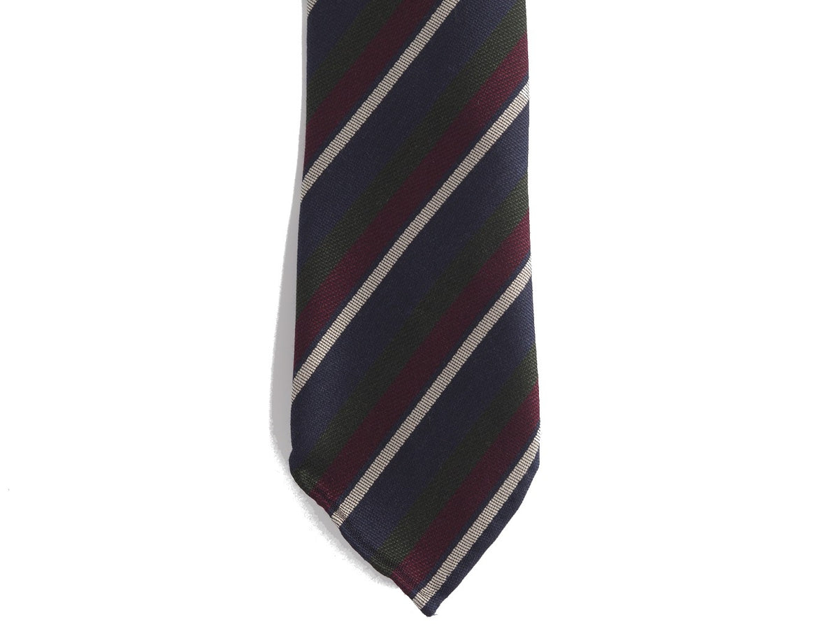 Silk Tie Thin Repp Stripe Navy & Burgundy