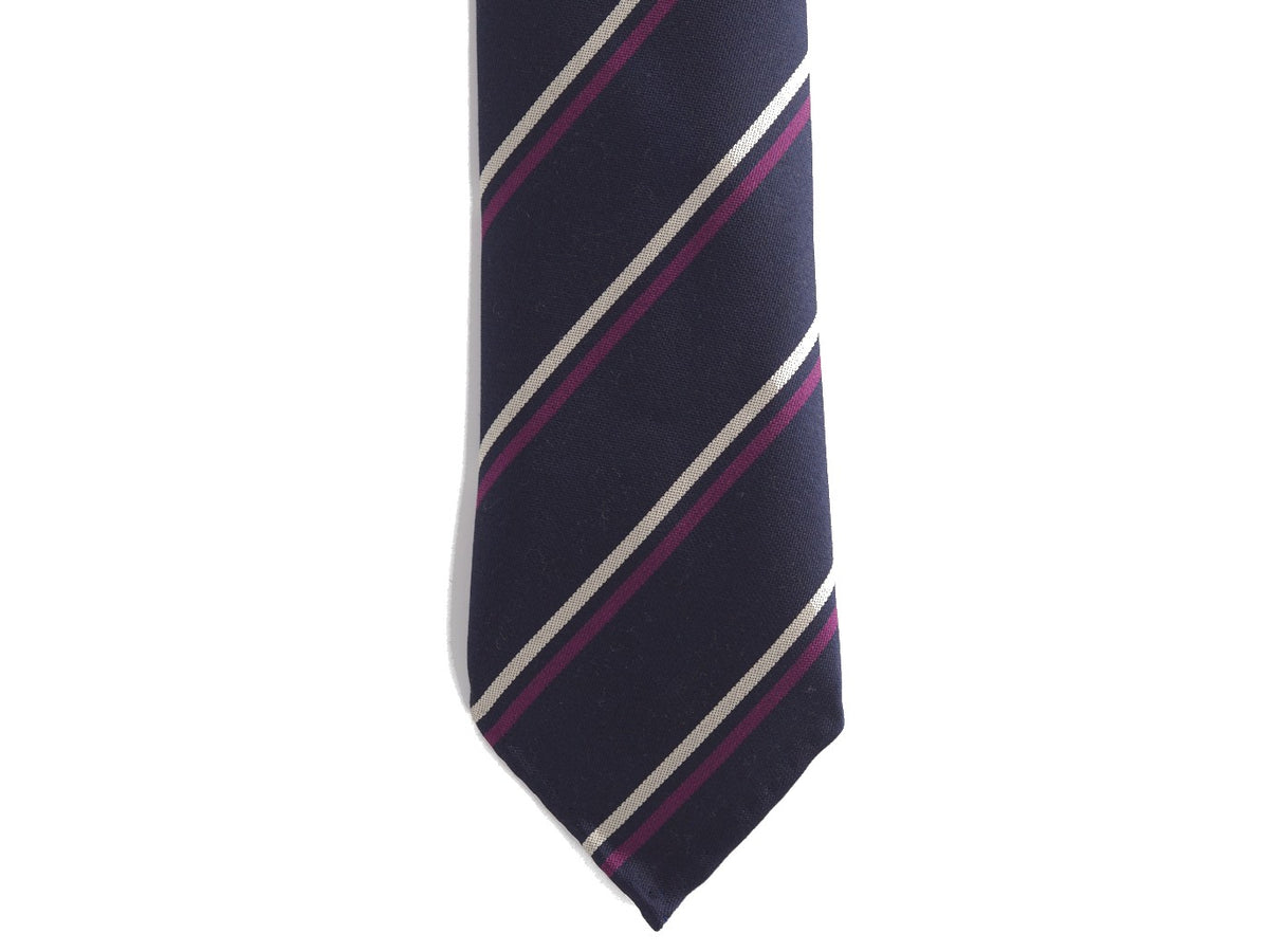 Silk Tie Two Thin Repp Stripe Navy