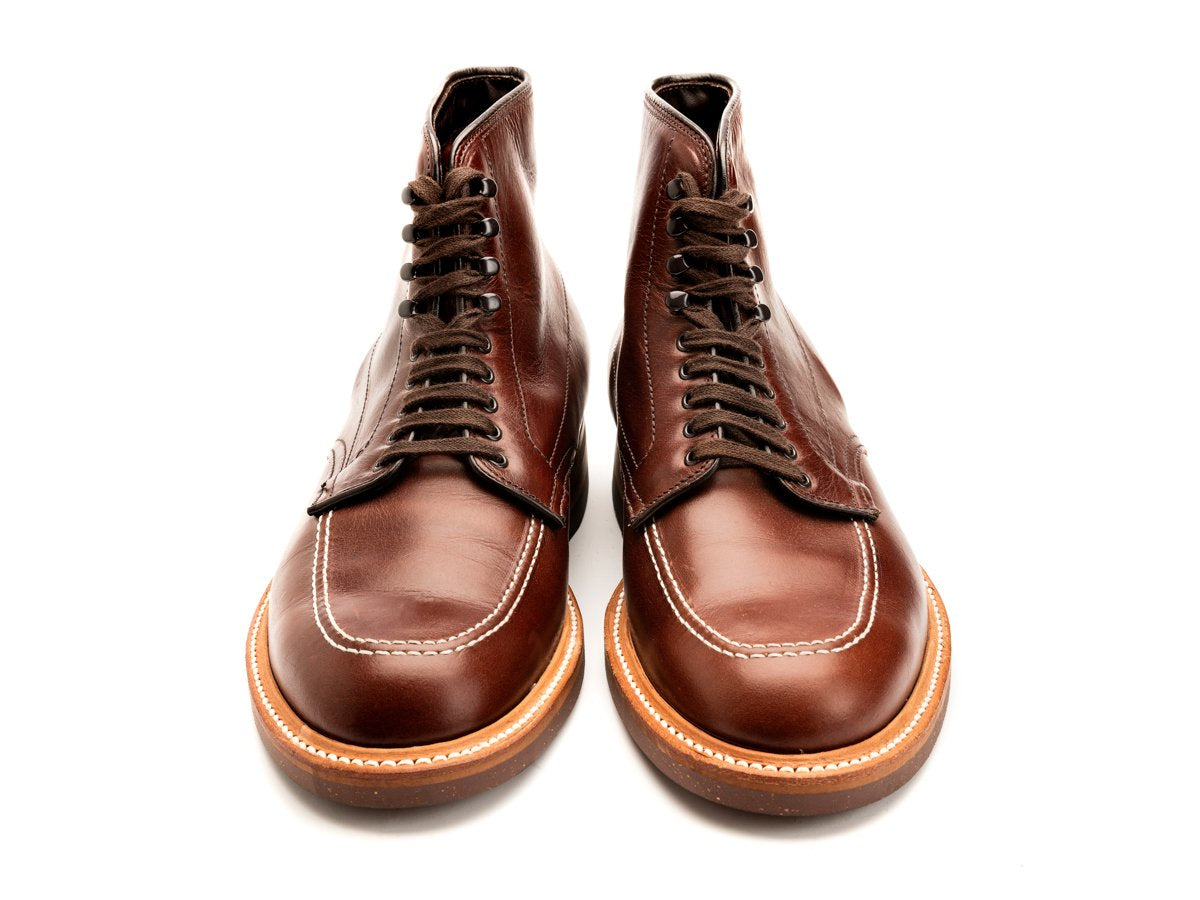 Front view of Alden Indy workboot in brown chromexcel