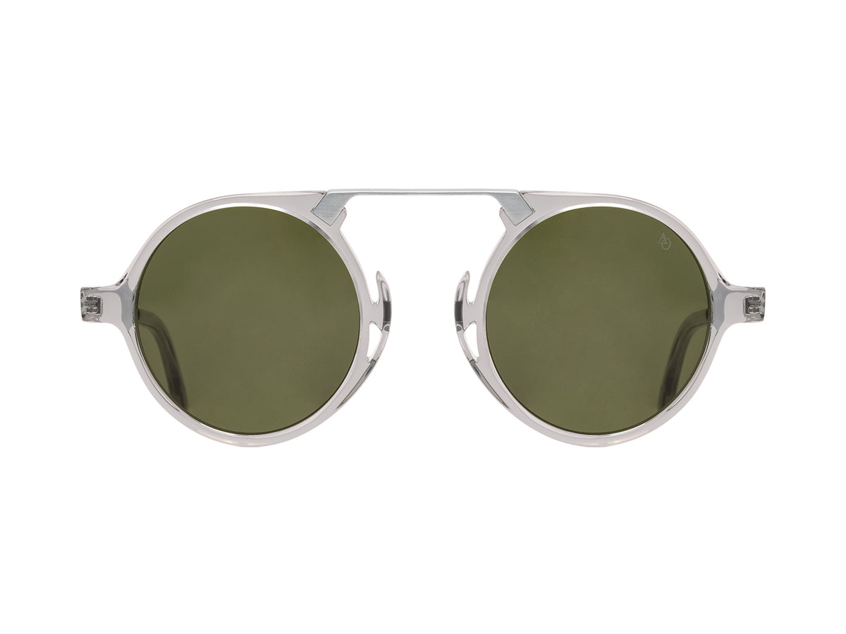 Oxford Grey Crystal & Silver Green Nylon Lens