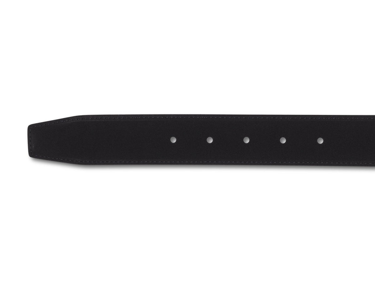 Crockett & Jones black suede belt punch holes and end