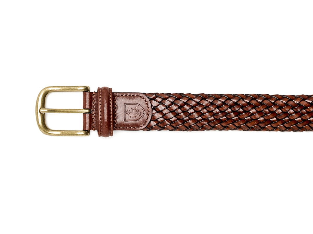 Brown Braided Belt in Calf Suede