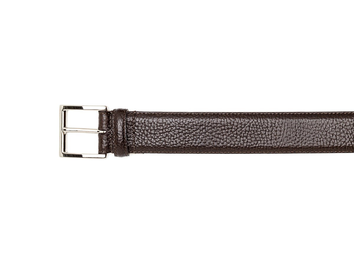 Crockett & Jones dark brown grain calf belt nickel buckle
