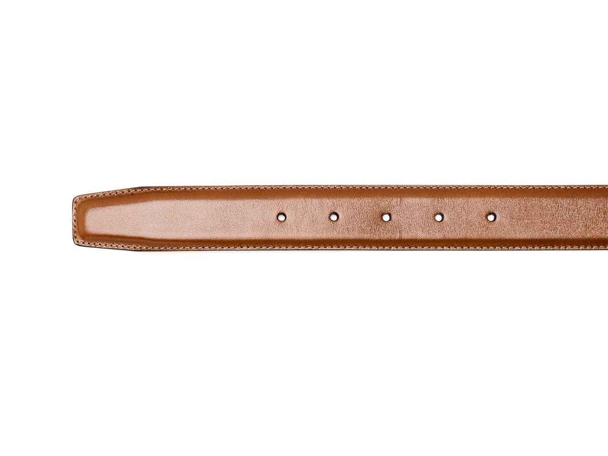 Crockett & Jones tan calf belt punch holes and end