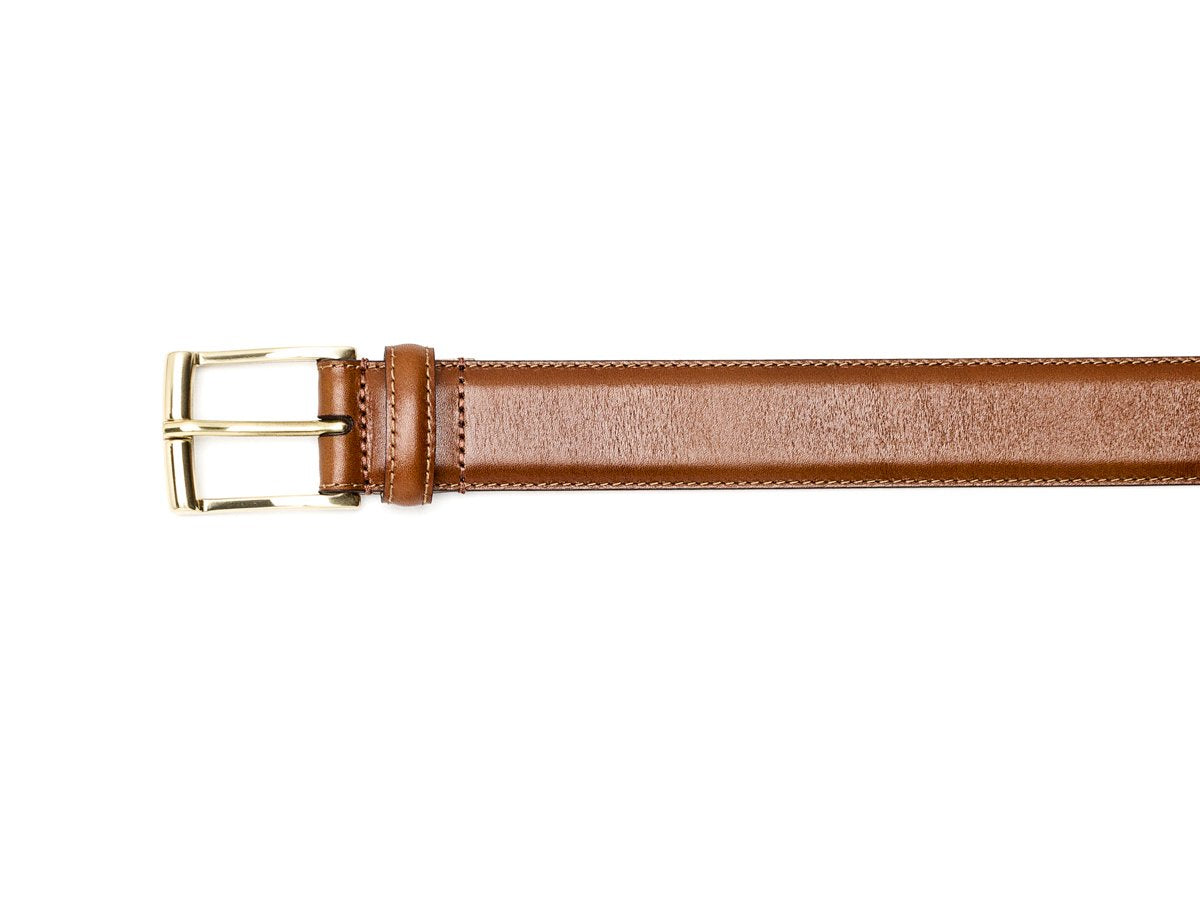 Crockett & Jones tan calf belt brass buckle