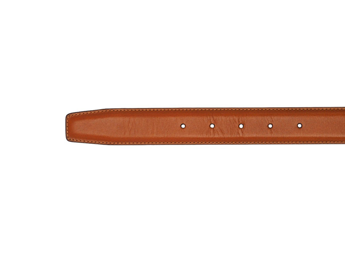 Crockett & Jones tan calf belt punch holes and end
