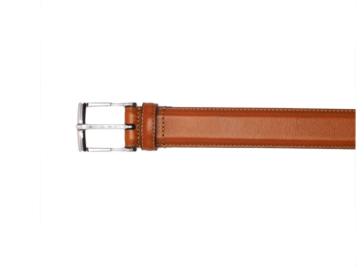 Crockett & Jones tan calf belt nickel buckle