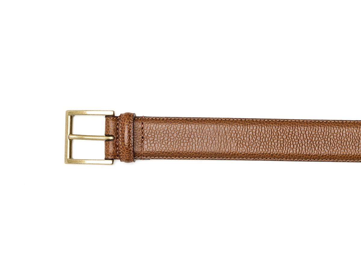 Crockett & Jones tan scotch grain calf belt brass buckle