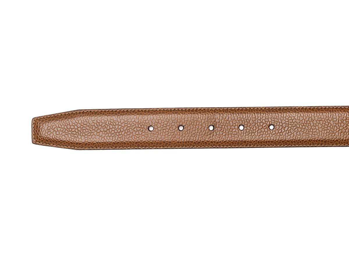 Crockett & Jones tan scotch grain calf belt punch holes and end