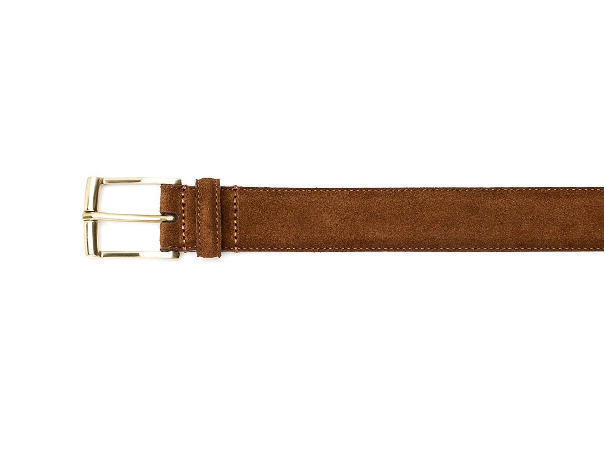 Crockett & Jones tobacco suede belt brass buckle