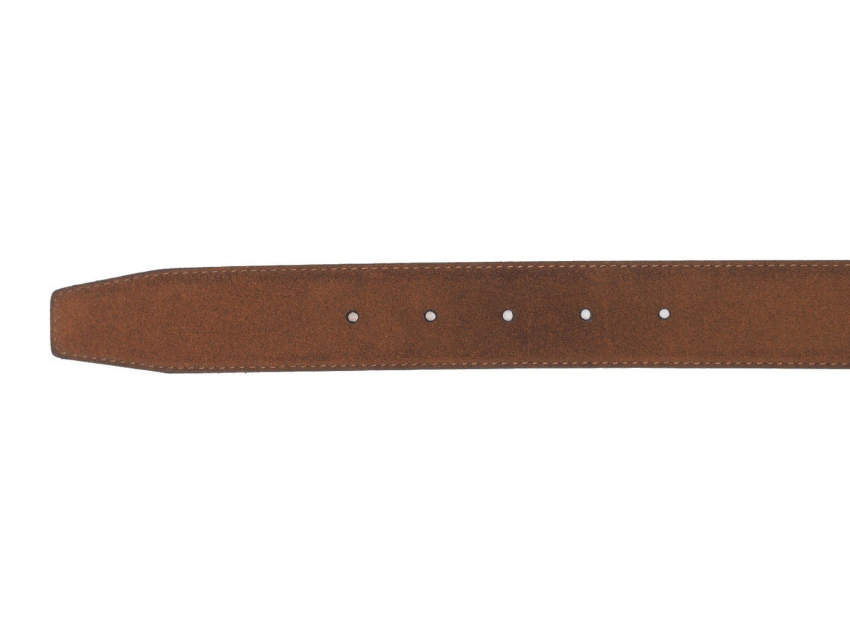 Crockett & Jones tobacco suede belt punch holes and end