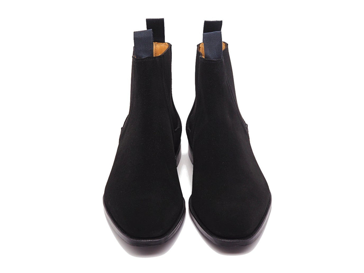 Front view of Crockett & Jones Maitland chelsea boots in black suede