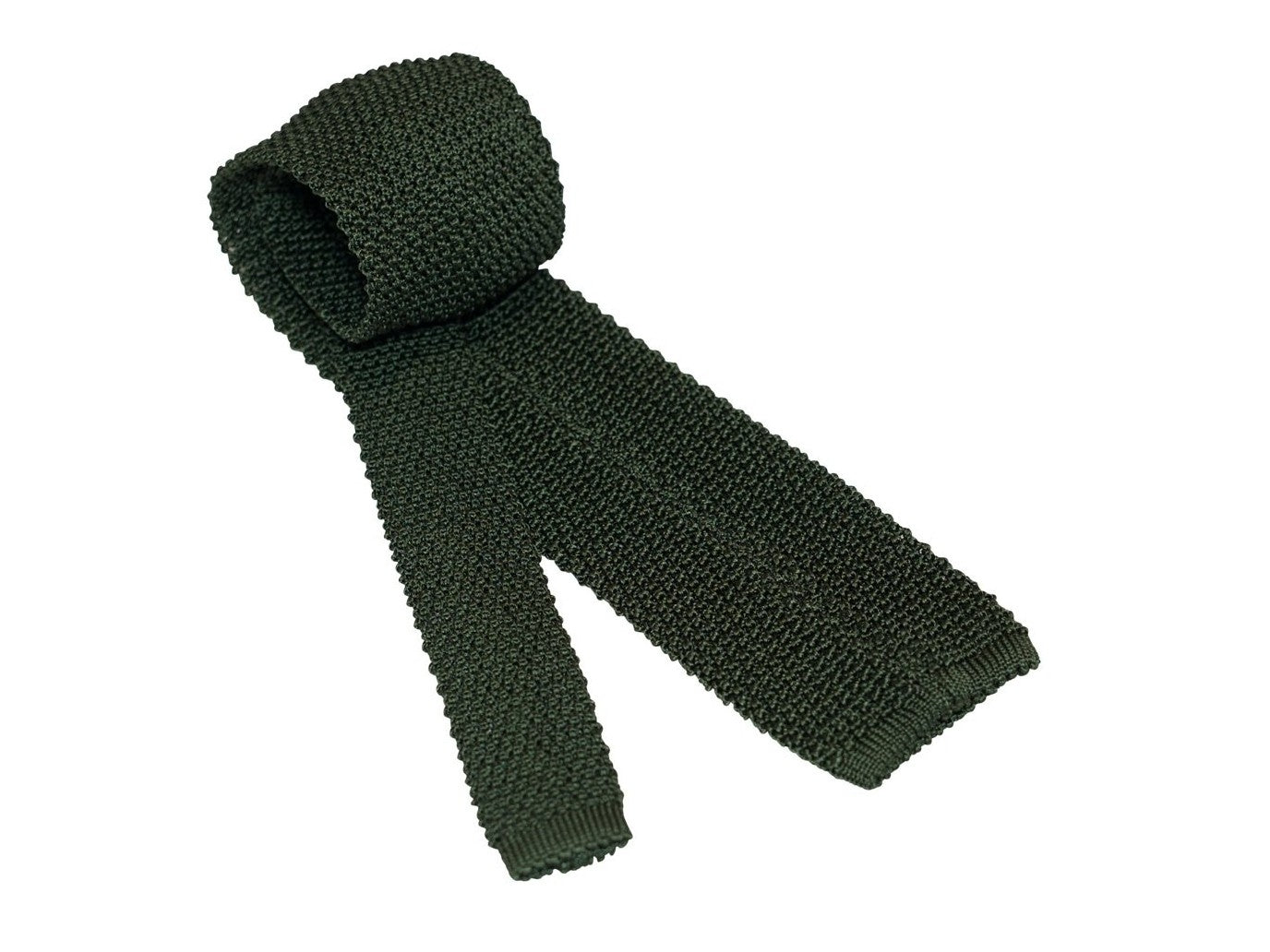 Silk Knit Tie Army Green Double Monk