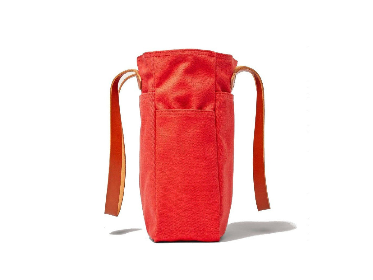 Side view of Filson Tote Bag Without Zipper in mackinaw red