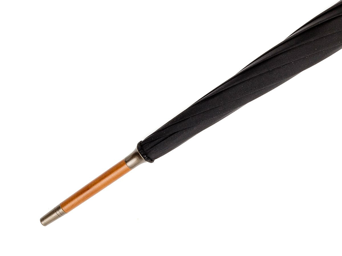 Tip end of malacca handle foldable tube Fox Umbrella with black canopy