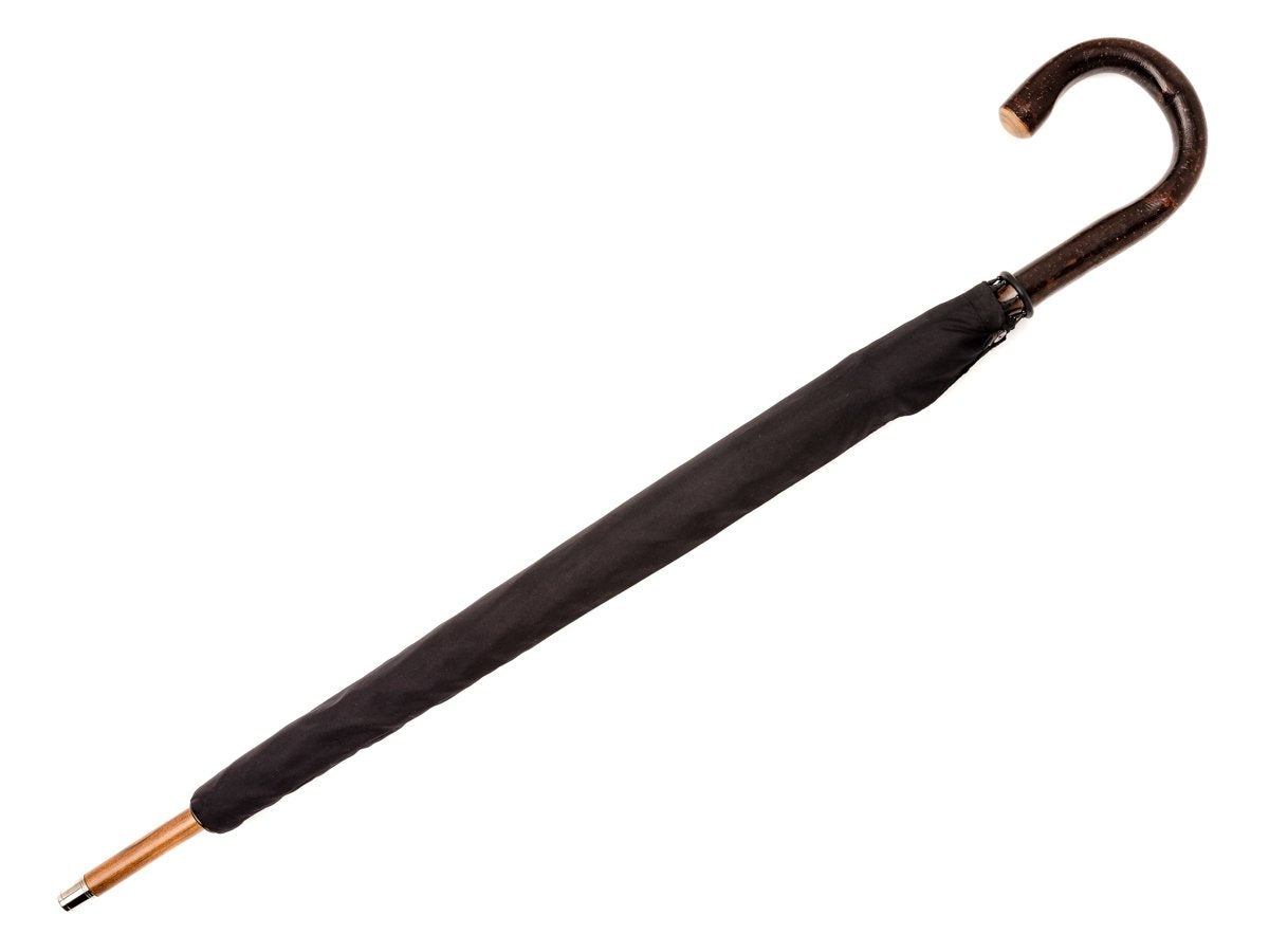 Canopy cover of solid bark chestnut Fox Umbrella with black canopy