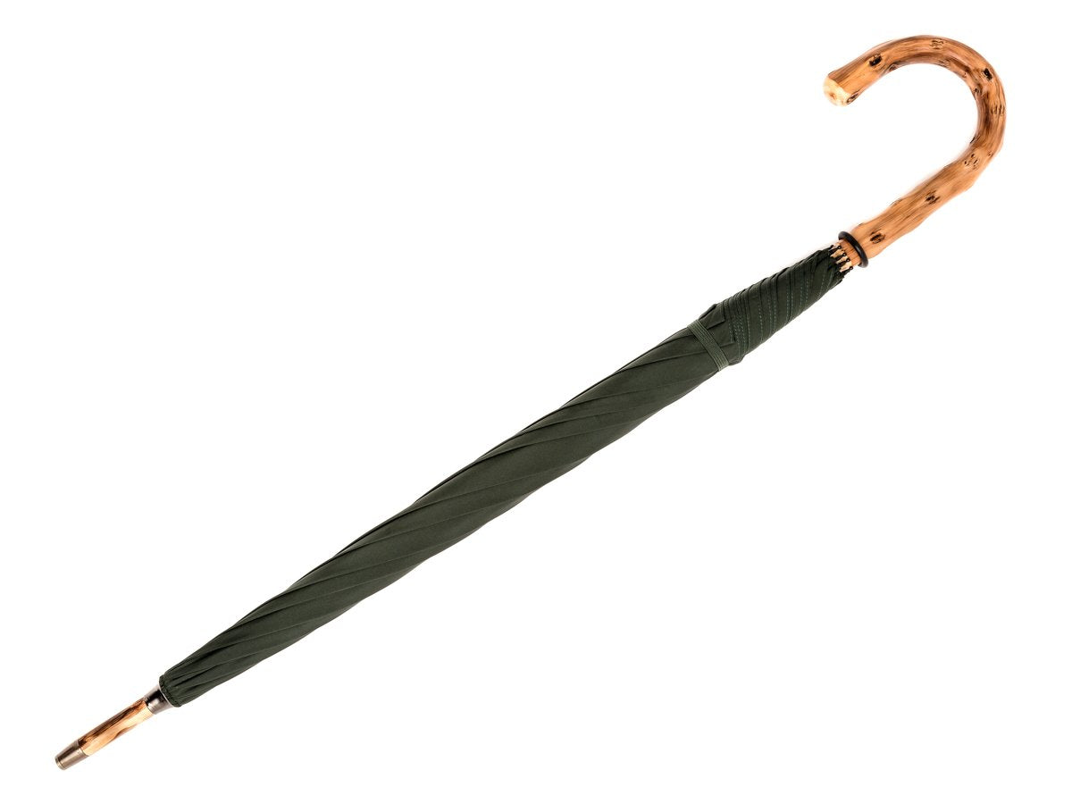 Full length view of solid congo Fox Umbrella with dark green canopy