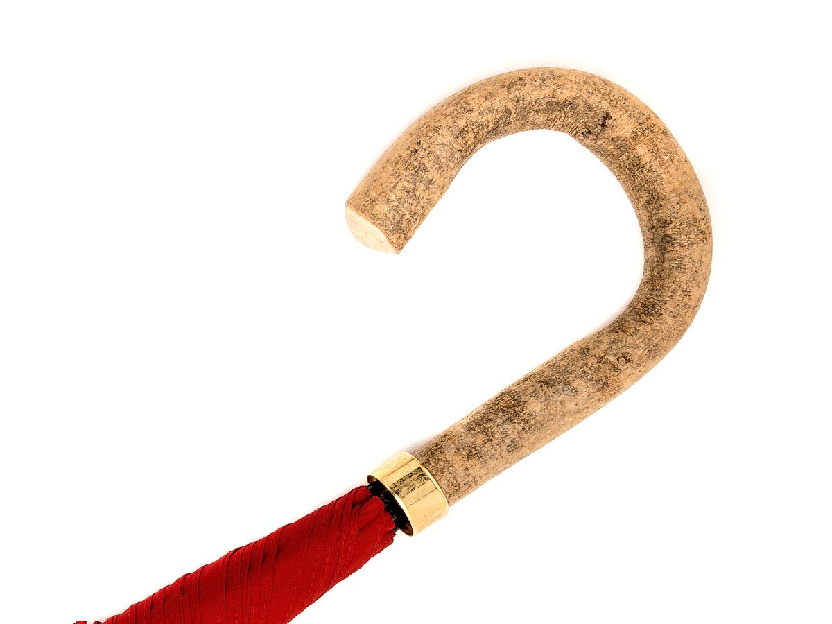 Ash handle of tube Fox Umbrella with red canopy