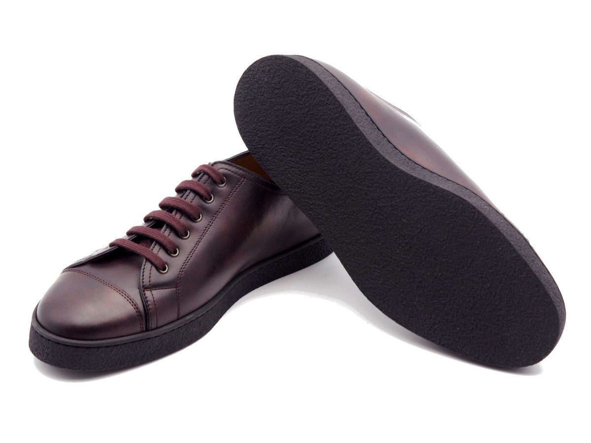 Rubber sole of John Lobb Levah classic tennis sneakers in plum museum calf