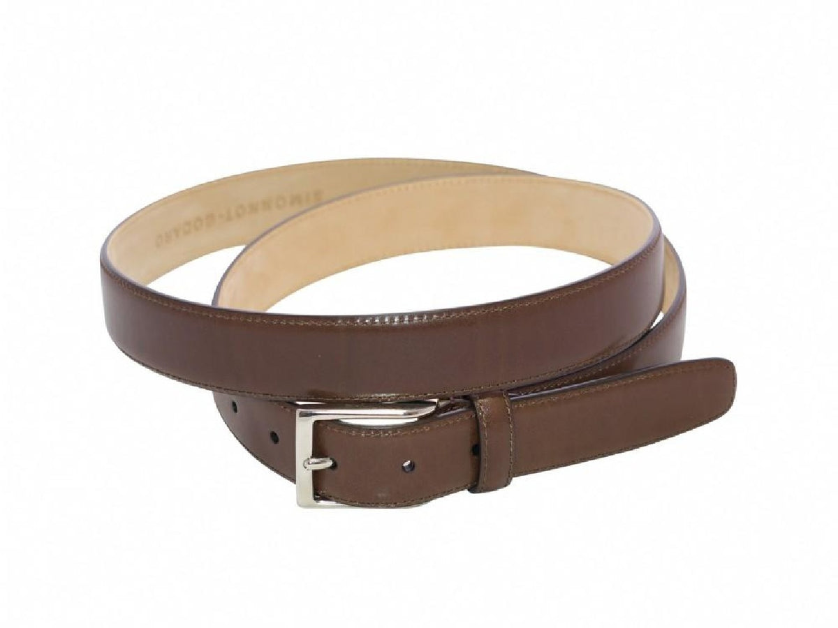 Belt with Nickel Buckle Mahogany Calf