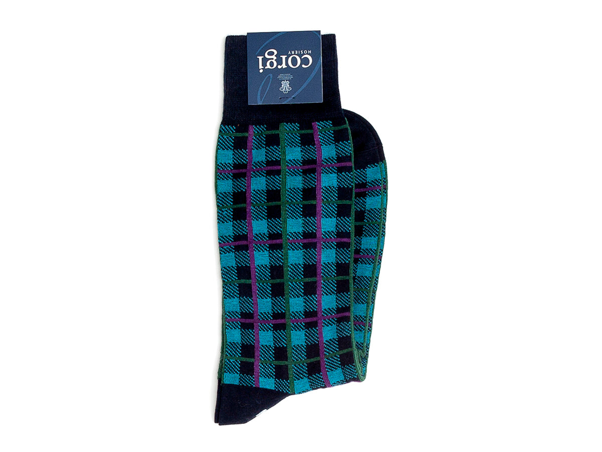 Plaid Socks Black & Green