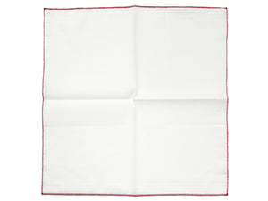 White Linen-Cotton Pochette with Red Edge