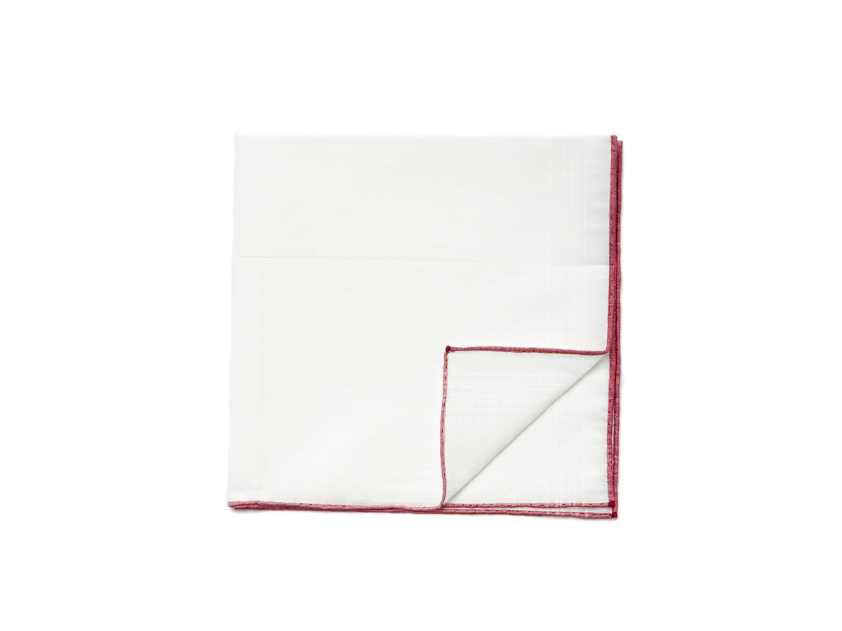 White Linen-Cotton Pochette with Red Edge