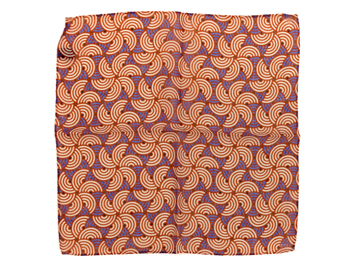 Wool Cashmere Pocket Square Semicircle Red