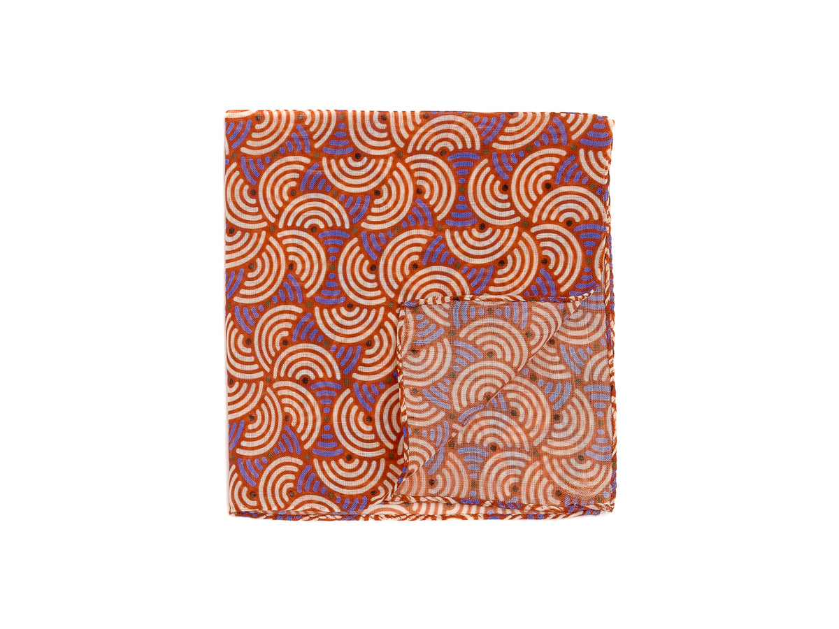 Wool Cashmere Pocket Square Semicircle Red