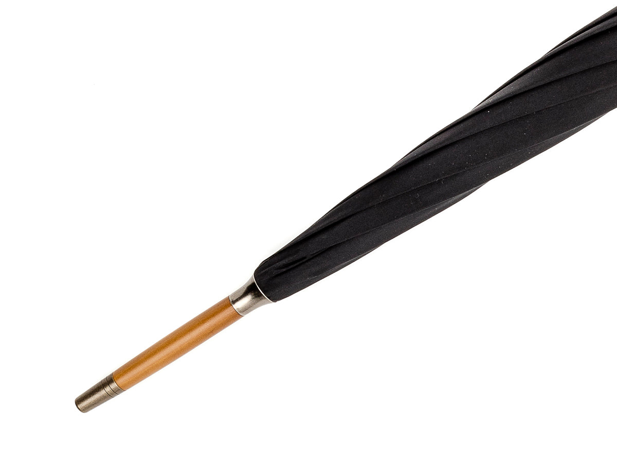 Tube Malacca Handle with Sterling Silver Fixtures Black