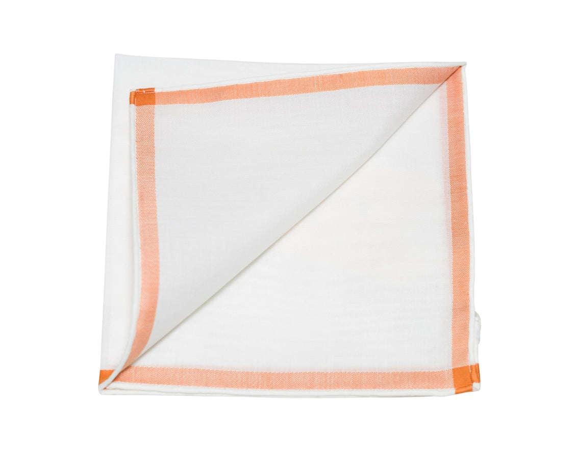White-Orange Amalfi Pocket Square