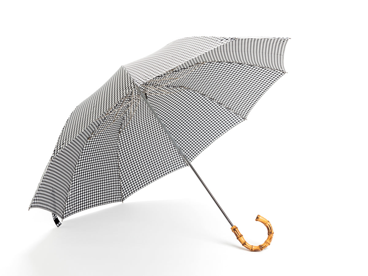 Telescopic Whangee Handle Black & White Gingham