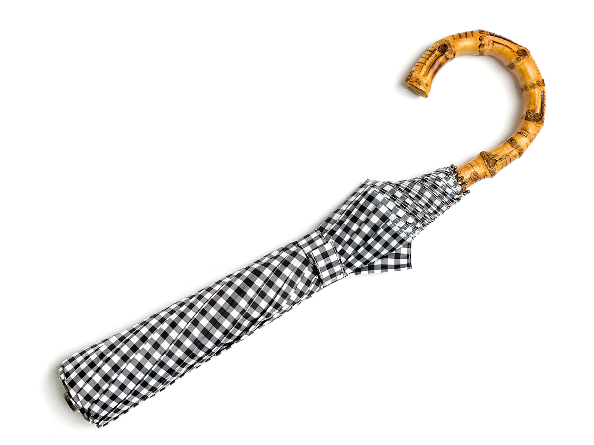 Telescopic Whangee Handle Black & White Gingham