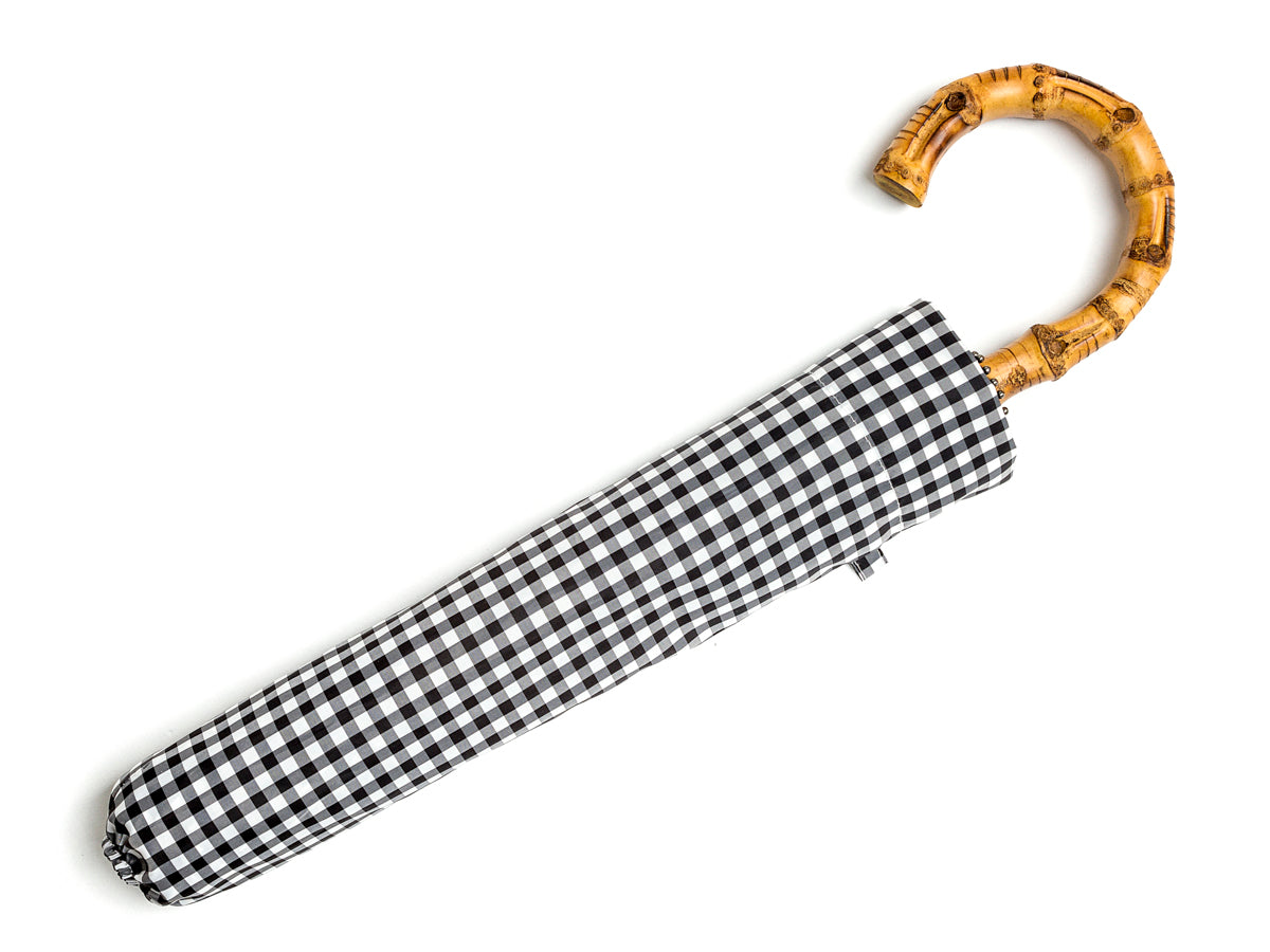 Telescopic Whangee Handle Black & White Gingham
