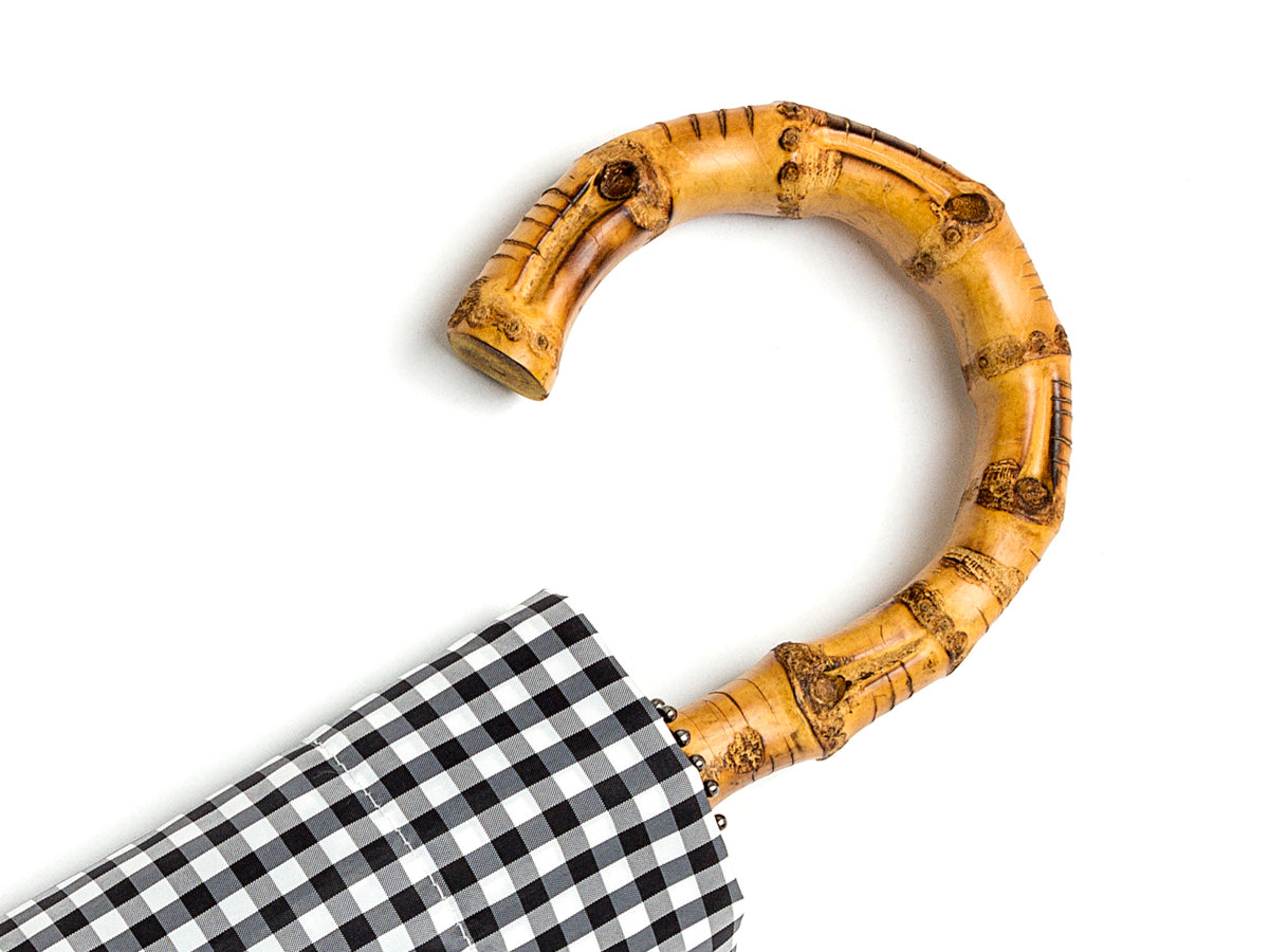 Telescopic Whangee Handle Black & White Gingham