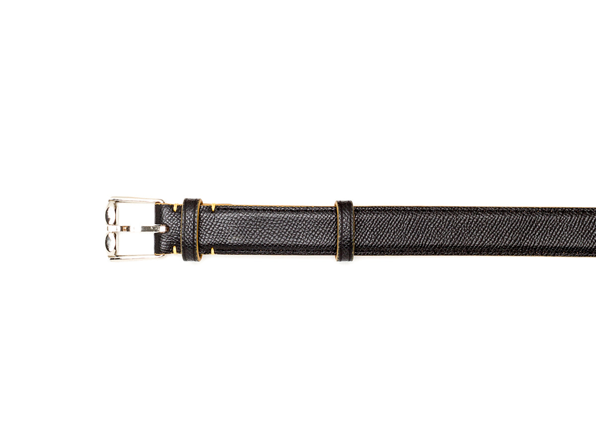 Black Togo leather belt, Handmade Calf leather belt for men LB086