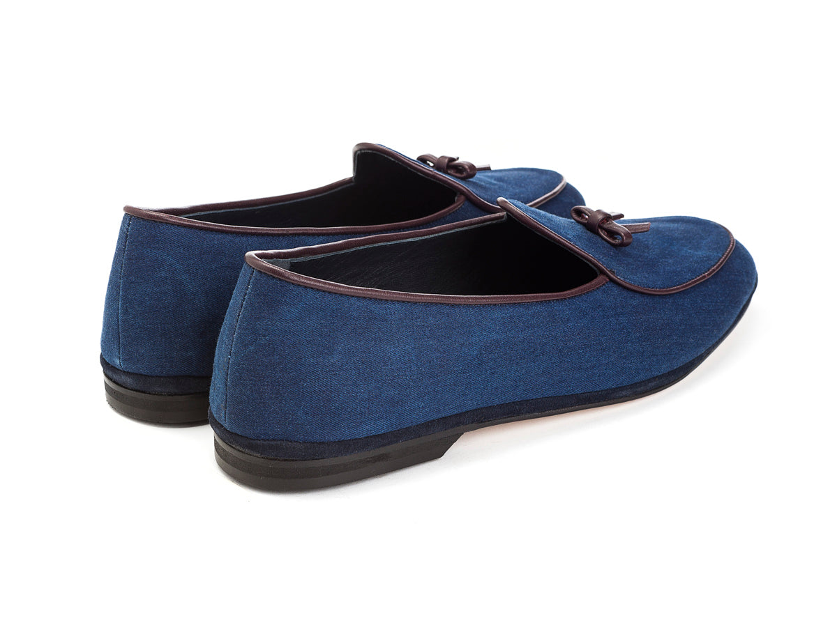 Rubinacci Napoli Blue Velvet Marphy Loafer Bow Evening shoes Marphy Loafer Limited Edition Denim – Double Monk main image 2
