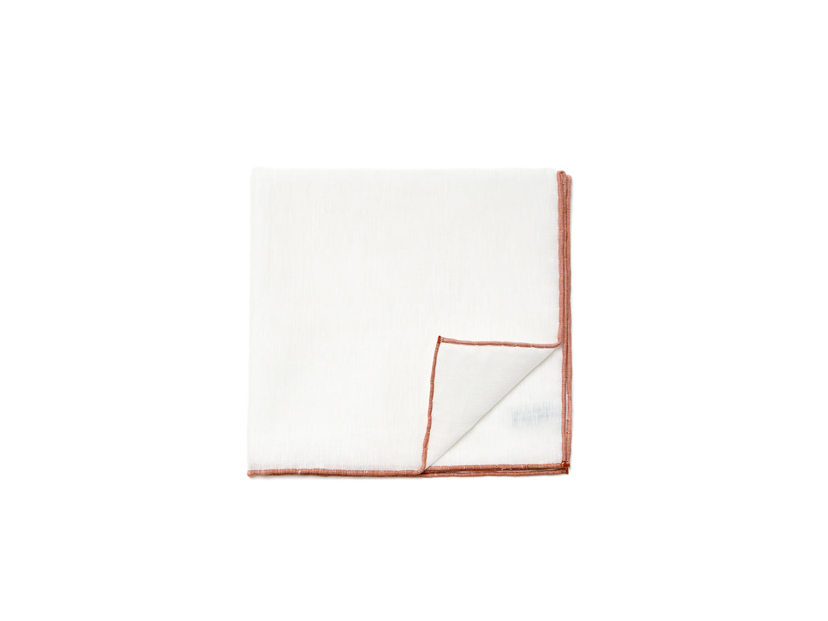 White Pocket Square with Brown Edge