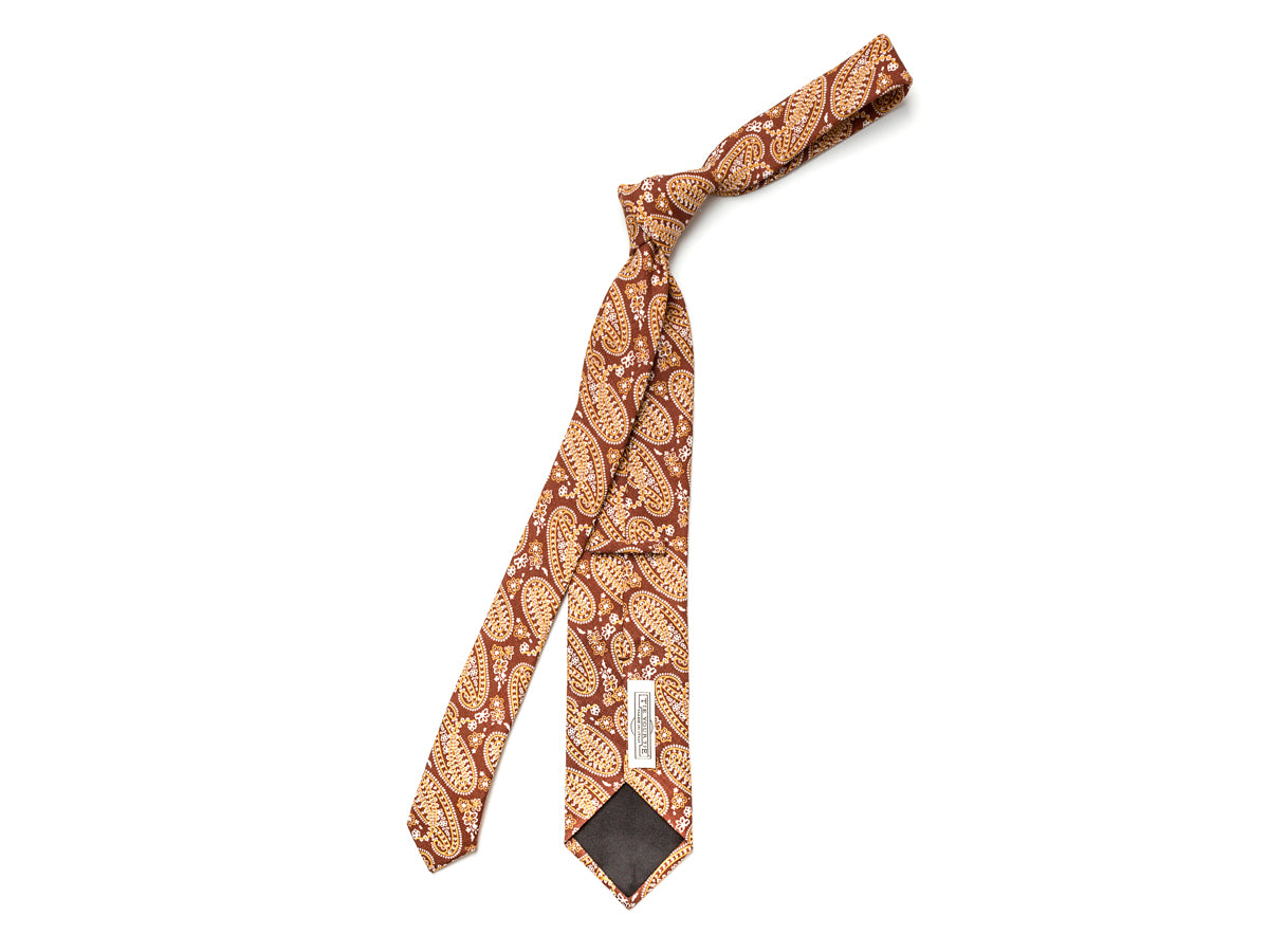 Linen Tie Large Paisley Brown