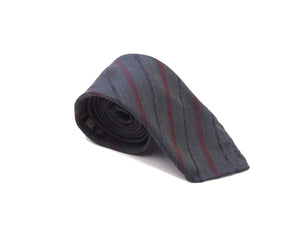 Silk Tie Repp Stripe Shantung Slate Grey