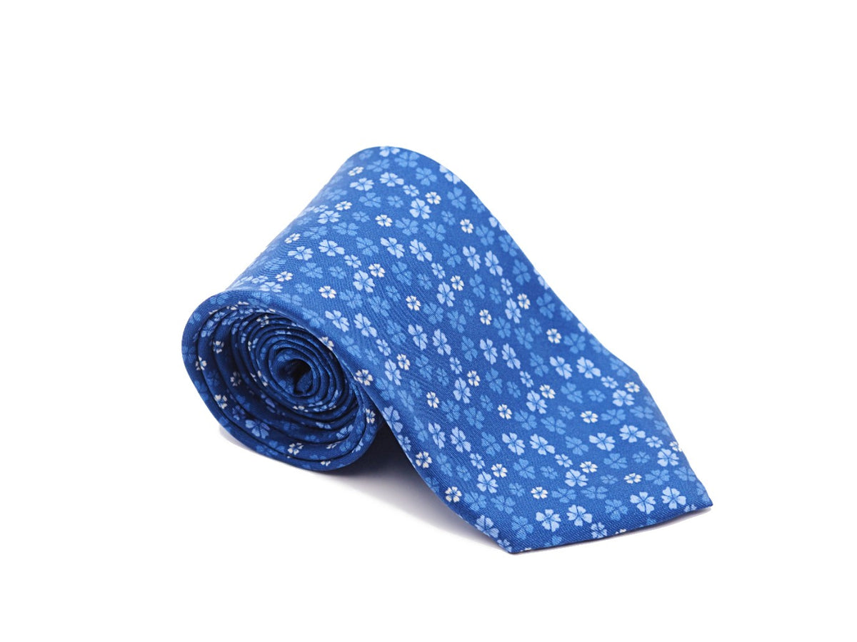 Fine Silk Tie Floral Blue