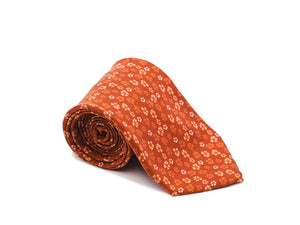 Fine Silk Tie Floral Burnt Orange