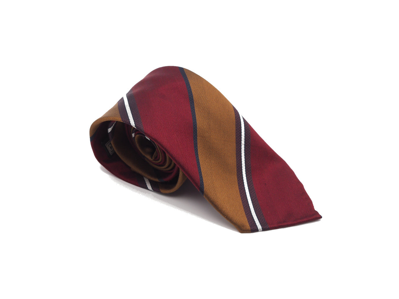 Silk Tie Repp Stripe Wide Red & Gold