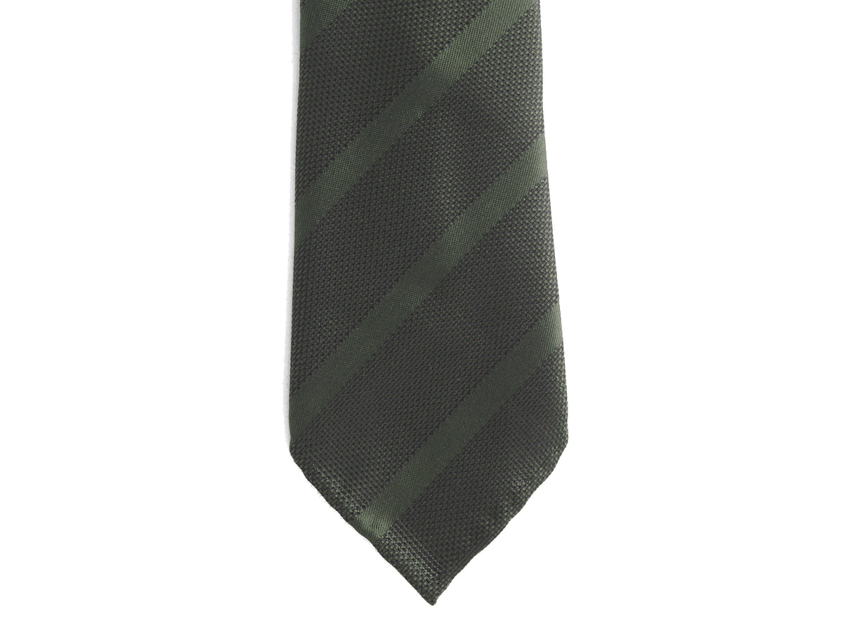 Grenadine Silk Tie Repp Stripe Green