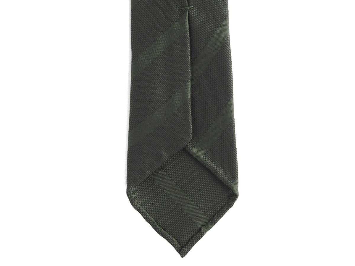 Grenadine Silk Tie Repp Stripe Green